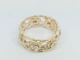 14k Yellow Gold Round Cut 7pt Diamond Flower Band Ring