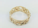 14k Yellow Gold Round Cut 7pt Diamond Flower Band Ring