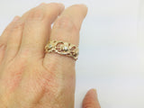 14k Yellow Gold Round Cut 7pt Diamond Flower Band Ring