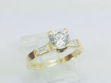 14k Yellow Gold Cubic Zirconia (CZ) Solitaire with Accents Ring