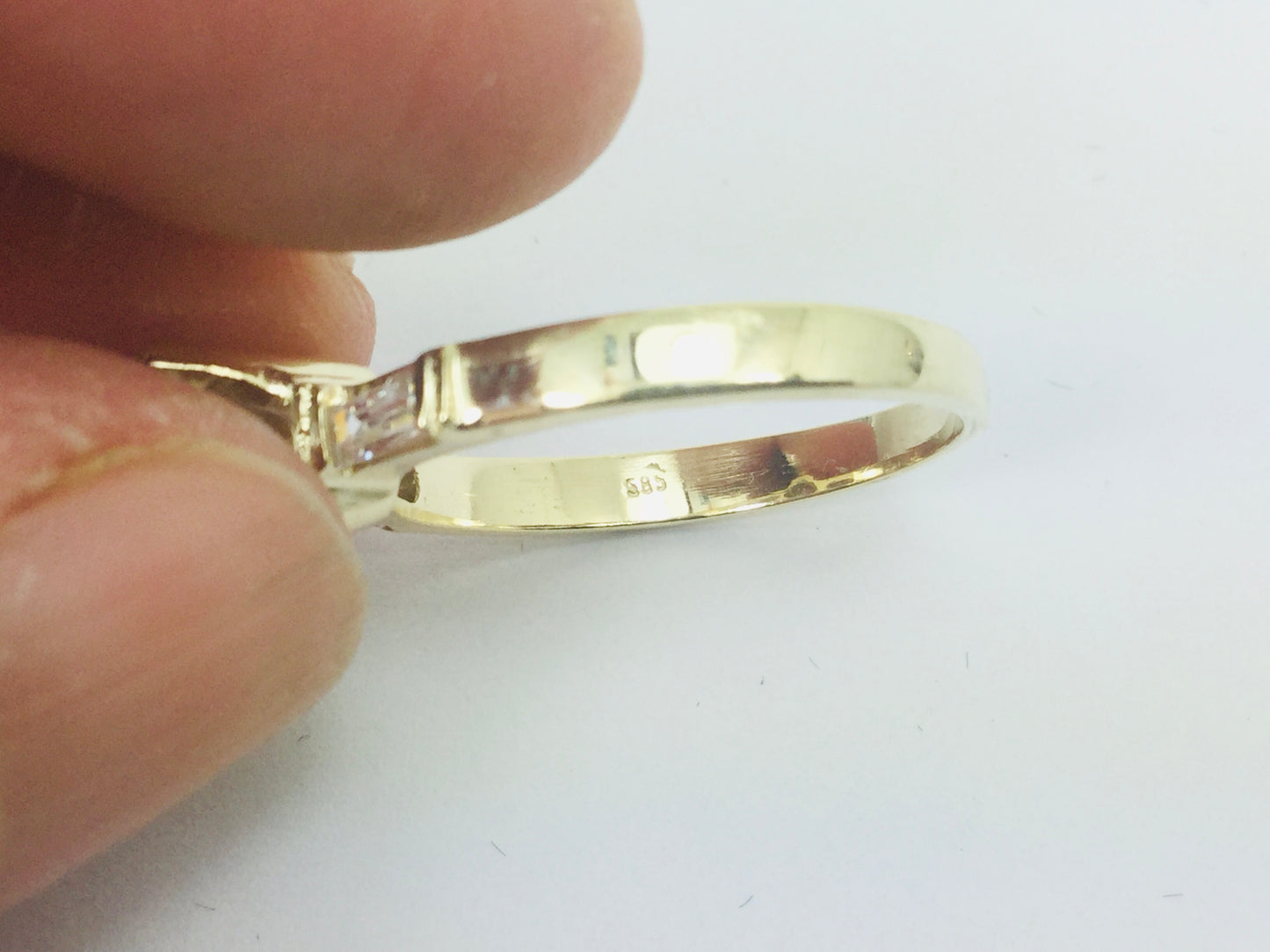 14k Yellow Gold Cubic Zirconia (CZ) Solitaire with Accents Ring