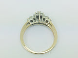 14k Yellow Gold Round and Baguette Cut 34pt Diamond Cluster Ring