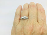 14k Yellow Gold Round and Baguette Cut 34pt Diamond Cluster Ring