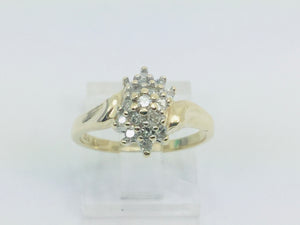 10k Yellow Gold Round Cut 34pt Diamond Cluster Ring