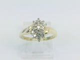 10k Yellow Gold Round Cut 34pt Diamond Cluster Ring