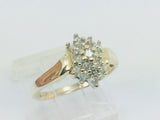 10k Yellow Gold Round Cut 34pt Diamond Cluster Ring