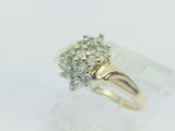 10k Yellow Gold Round Cut 34pt Diamond Cluster Ring