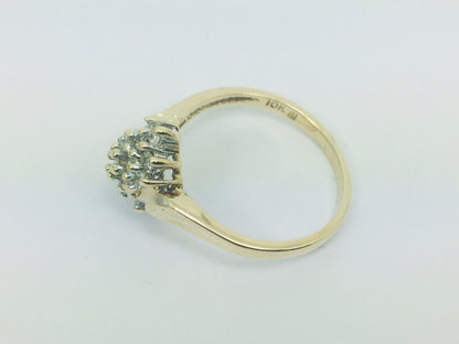 10k Yellow Gold Round Cut 34pt Diamond Cluster Ring
