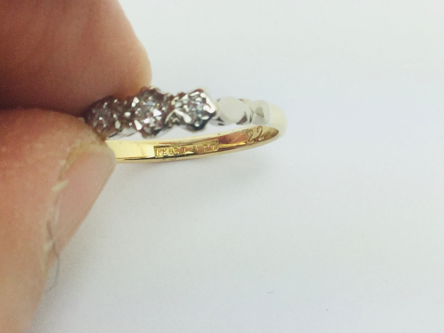 18k Yellow & White Gold Round Cut 7pt Trinity Diamond Ring