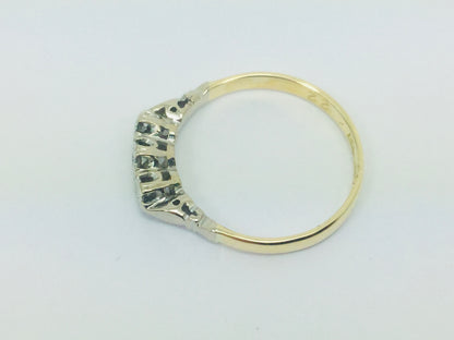 18k Yellow & White Gold Round Cut 7pt Trinity Diamond Ring