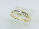 14k Yellow Gold Round Cut 25pt Diamond Solitaire with Accents Ring
