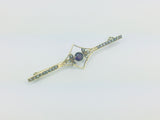 14k Yellow Gold Amethyst and Seed Pearl Vintage Brooch Pin
