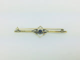 14k Yellow Gold Amethyst and Seed Pearl Vintage Brooch Pin