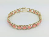10k Yellow Gold Pear Cut Coral Ring and 14k Oval Cut Coral Bracelet Set