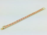 10k Yellow Gold Pear Cut Coral Ring and 14k Oval Cut Coral Bracelet Set