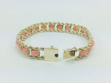 10k Yellow Gold Pear Cut Coral Ring and 14k Oval Cut Coral Bracelet Set