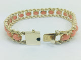 10k Yellow Gold Pear Cut Coral Ring and 14k Oval Cut Coral Bracelet Set