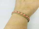 10k Yellow Gold Pear Cut Coral Ring and 14k Oval Cut Coral Bracelet Set