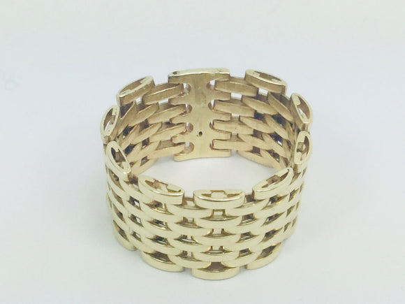 14k Yellow Gold Flexible Panther Link Band Ring