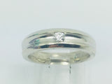 10k White Gold Round Cut 12pt Channel Set Diamond Solitaire Band Ring