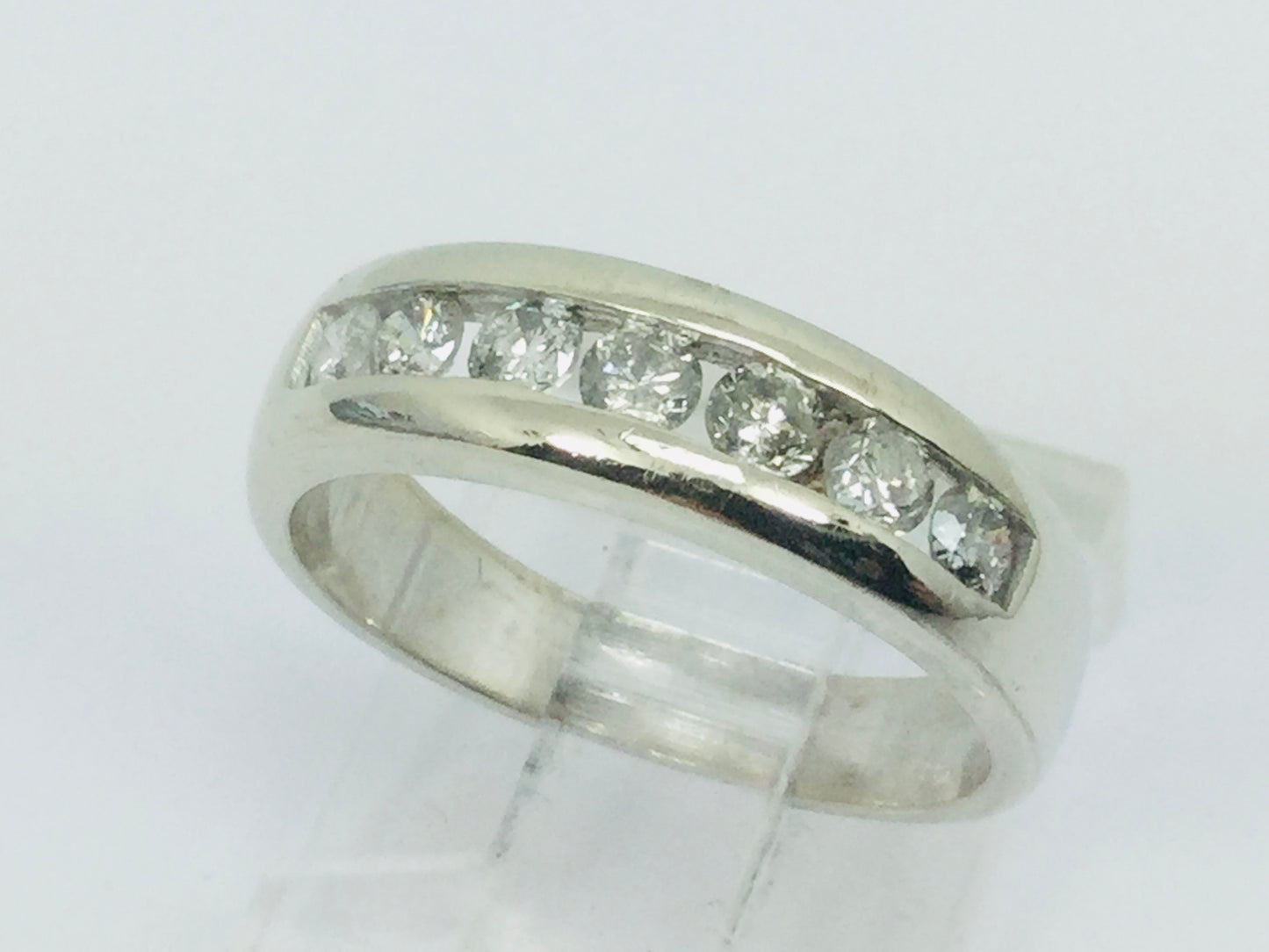 14k Yellow Gold Round Cut 42pt Channel Set Diamond Band Ring