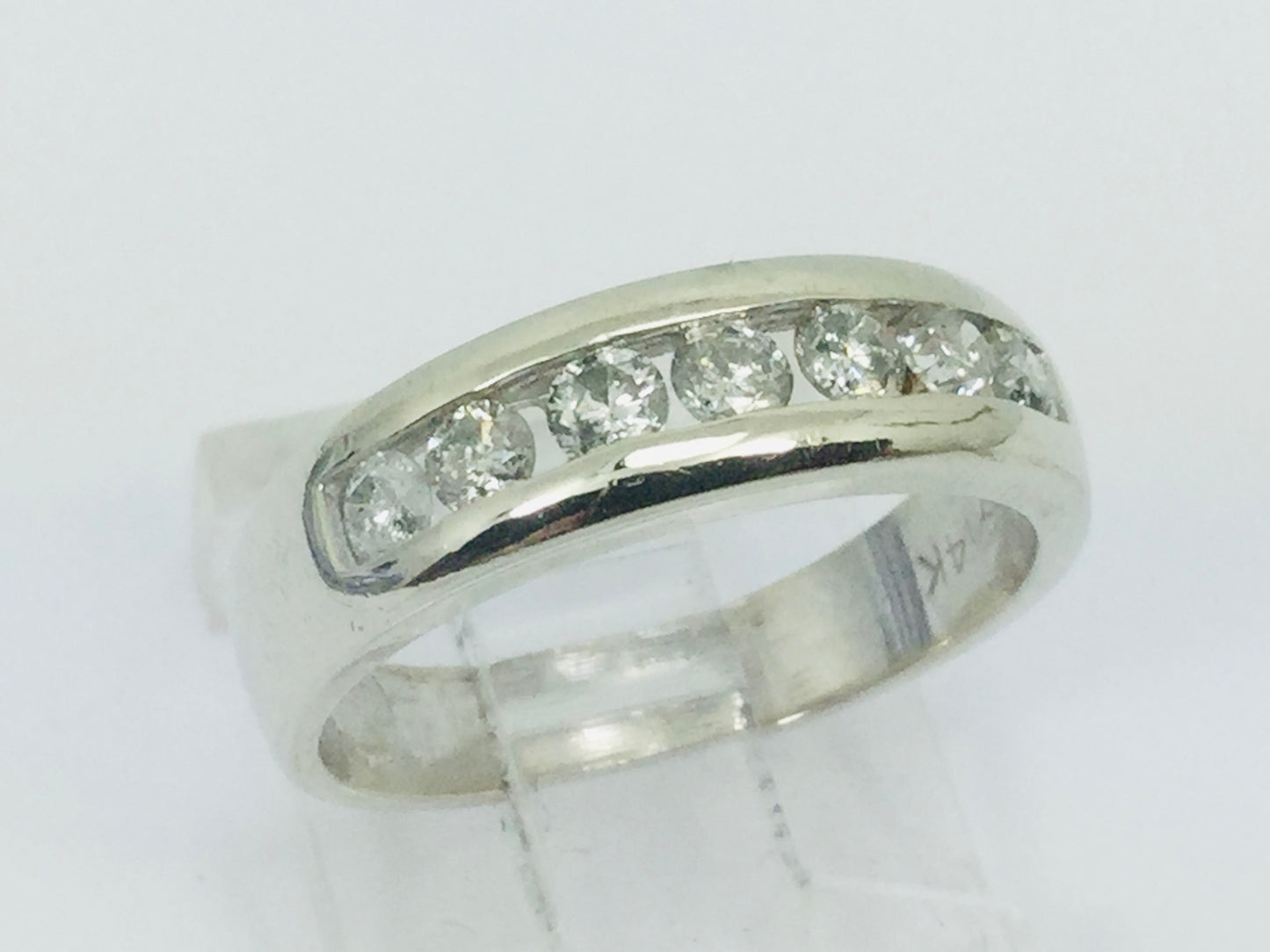 14k Yellow Gold Round Cut 42pt Channel Set Diamond Band Ring