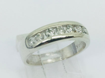 14k Yellow Gold Round Cut 42pt Channel Set Diamond Band Ring