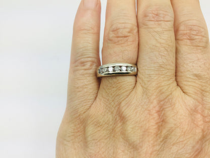 14k Yellow Gold Round Cut 42pt Channel Set Diamond Band Ring