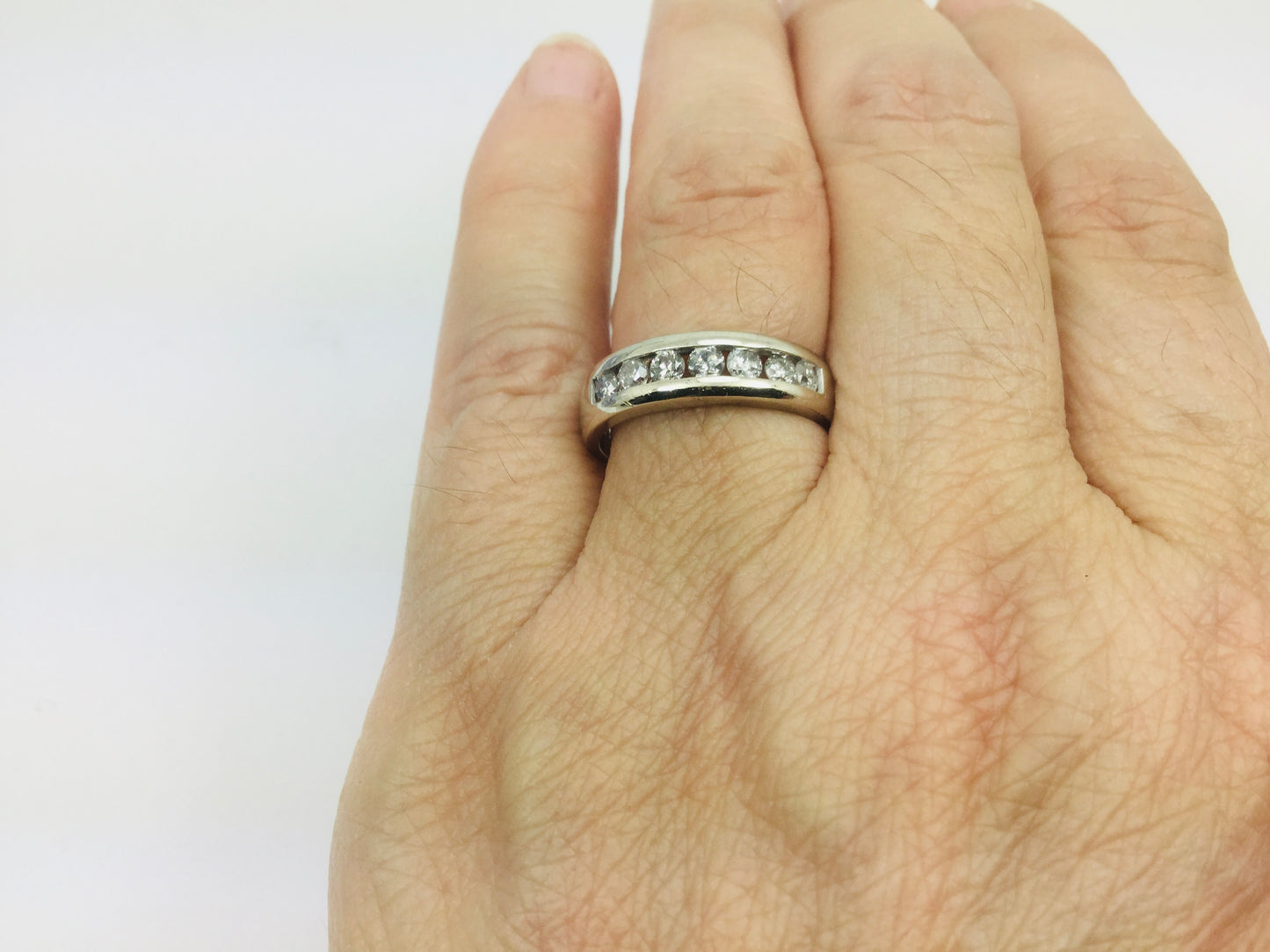 14k Yellow Gold Round Cut 42pt Channel Set Diamond Band Ring