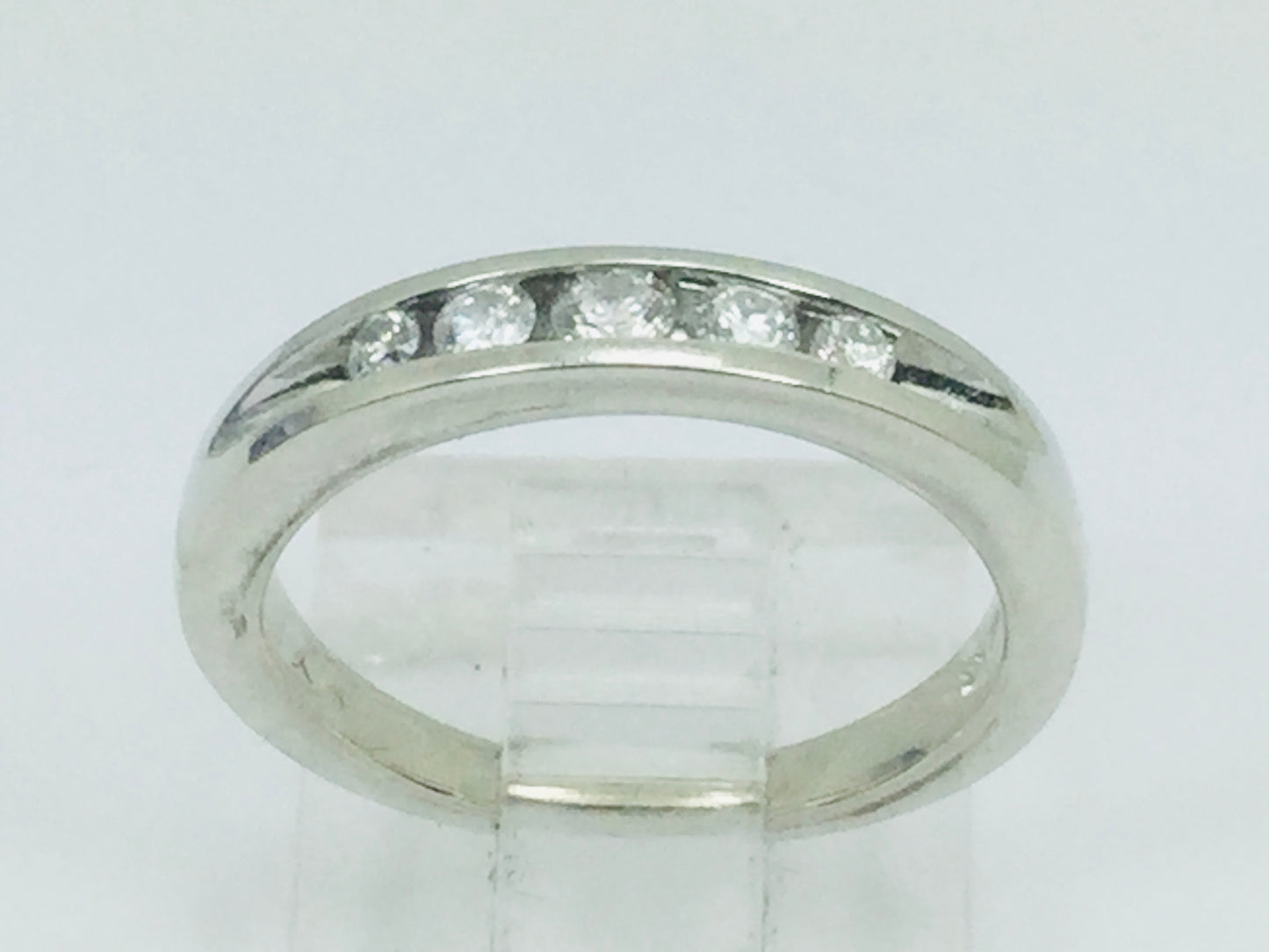 14k White Gold Round Cut 20pt Channel Set Diamond Band Ring