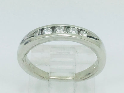 14k White Gold Round Cut 20pt Channel Set Diamond Band Ring