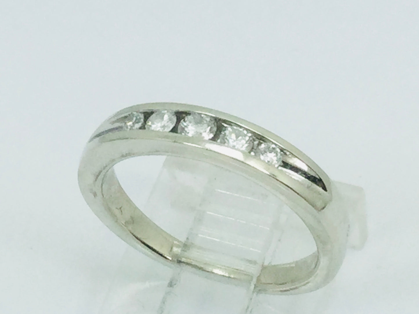 14k White Gold Round Cut 20pt Channel Set Diamond Band Ring