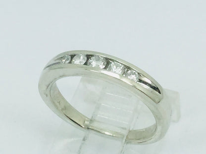 14k White Gold Round Cut 20pt Channel Set Diamond Band Ring