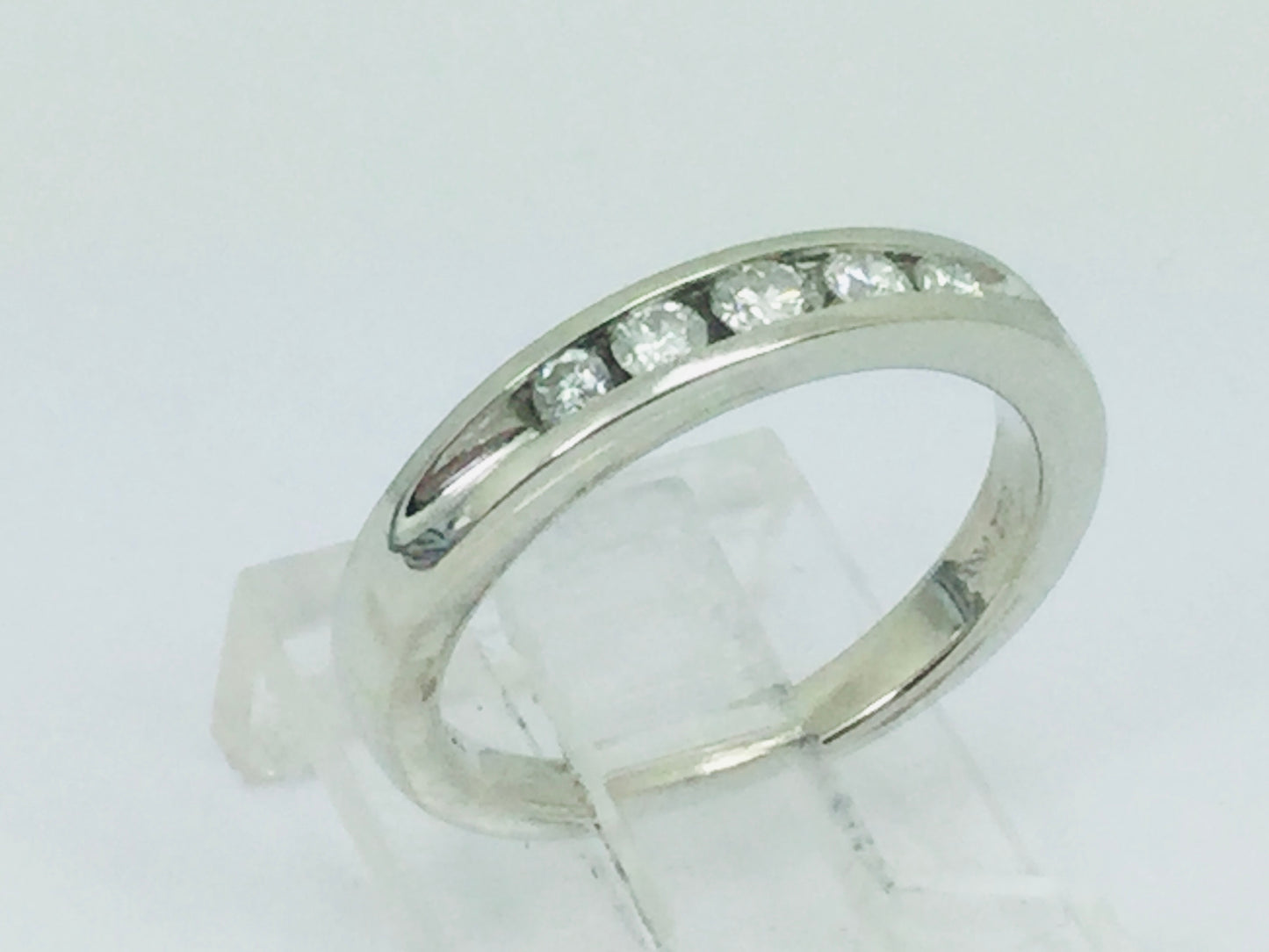 14k White Gold Round Cut 20pt Channel Set Diamond Band Ring