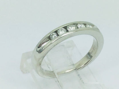 14k White Gold Round Cut 20pt Channel Set Diamond Band Ring