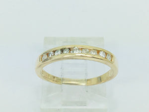 14k Yellow Gold Round Cut 14pt Channel Set Diamond Band Ring