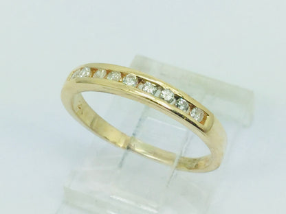 14k Yellow Gold Round Cut 14pt Channel Set Diamond Band Ring