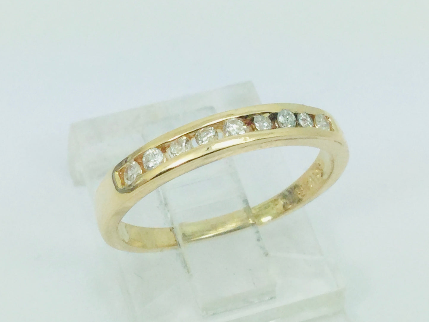 14k Yellow Gold Round Cut 14pt Channel Set Diamond Band Ring