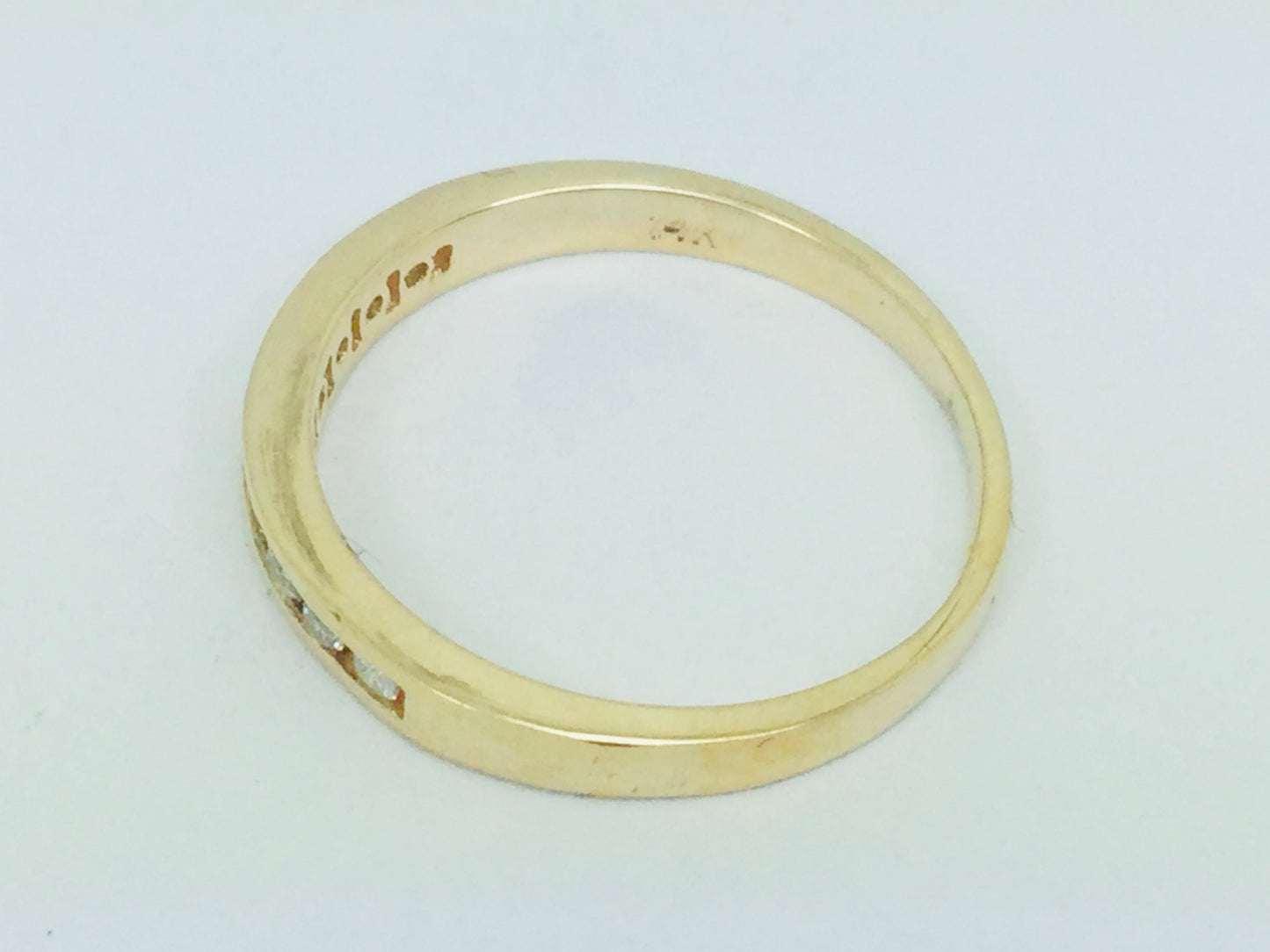 14k Yellow Gold Round Cut 14pt Channel Set Diamond Band Ring