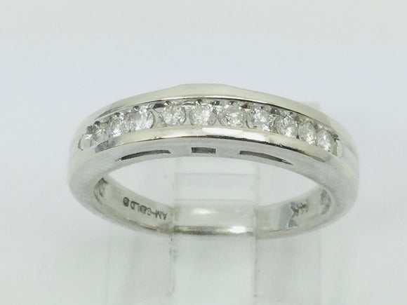 14k White Gold Round Cut 20pt Channel Set Diamond Band Ring