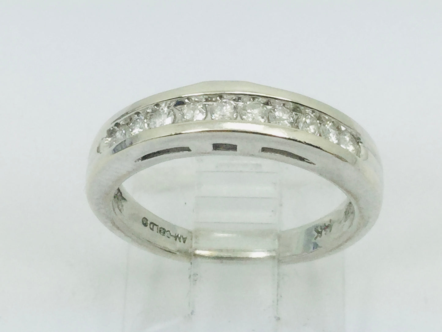 14k White Gold Round Cut 20pt Channel Set Diamond Band Ring
