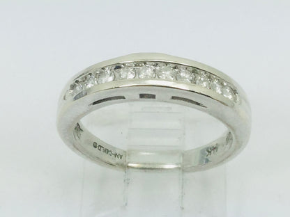 14k White Gold Round Cut 20pt Channel Set Diamond Band Ring