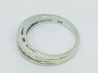 14k White Gold Round Cut 20pt Channel Set Diamond Band Ring