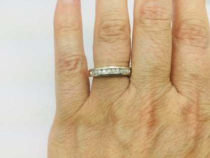 14k White Gold Round Cut 20pt Channel Set Diamond Band Ring