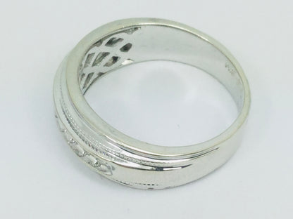 14k White Gold Round Cut 28pt Channel Set Diamond Band Ring