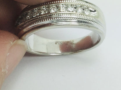 14k White Gold Round Cut 28pt Channel Set Diamond Band Ring