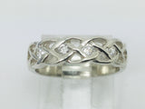 14k White Gold Round Cut 14pt Diamond Celtic Design Band Ring