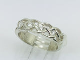 14k White Gold Round Cut 14pt Diamond Celtic Design Band Ring