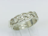 14k White Gold Round Cut 14pt Diamond Celtic Design Band Ring