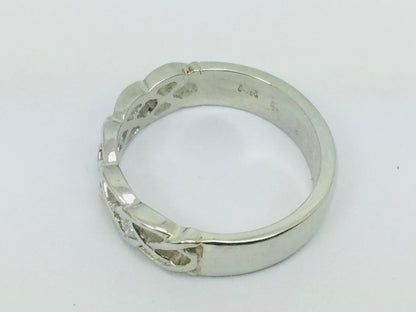 14k White Gold Round Cut 14pt Diamond Celtic Design Band Ring
